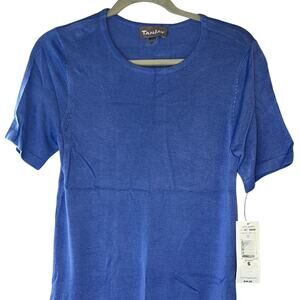 TanJay Ladies Periwinkle Blue Knit "Getaway" Top, Short Sleeve, Size Small, NWT!